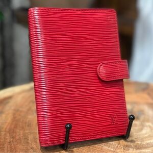 Louis Vuitton LV Red Epi PM Agenda Planner Passport Holder